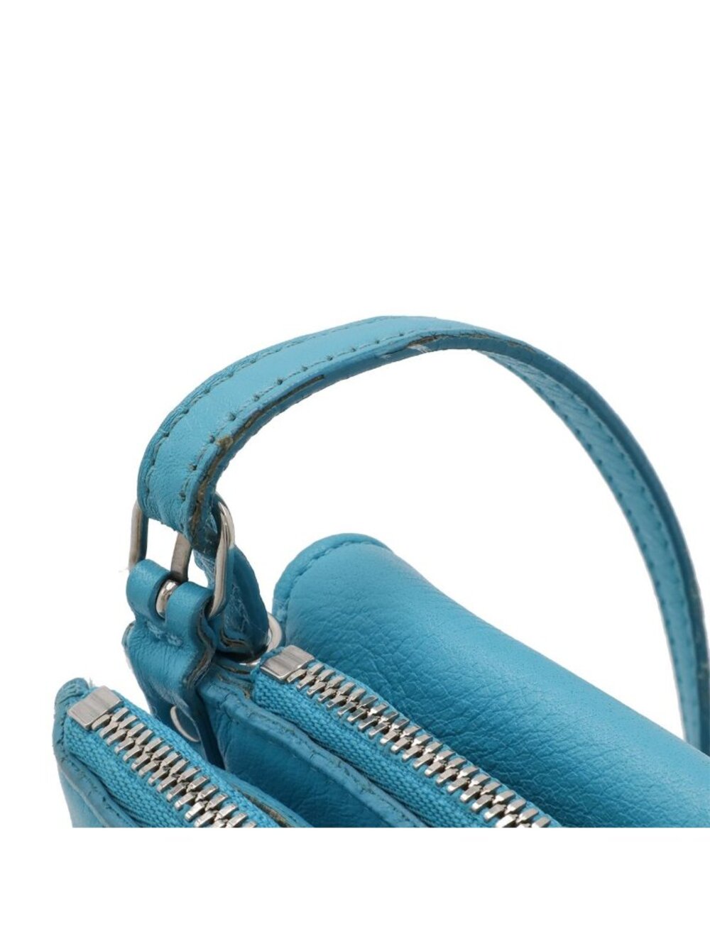 Balenciaga Paper Triple XS Shoulder Bag Pochette 2-Way Clutch Leather Turquoise - Picture 4 of 9